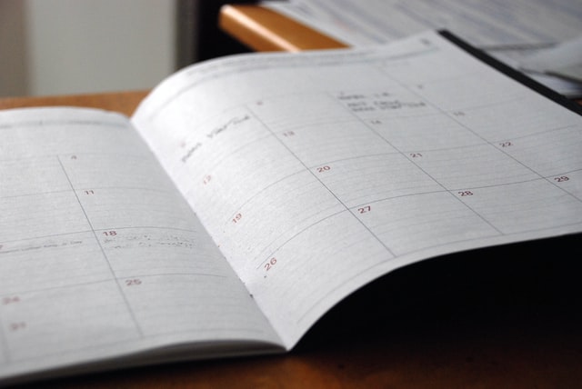 Calendar and planner on desk