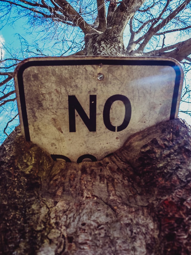 how to handle rejection: sign saying "No"
